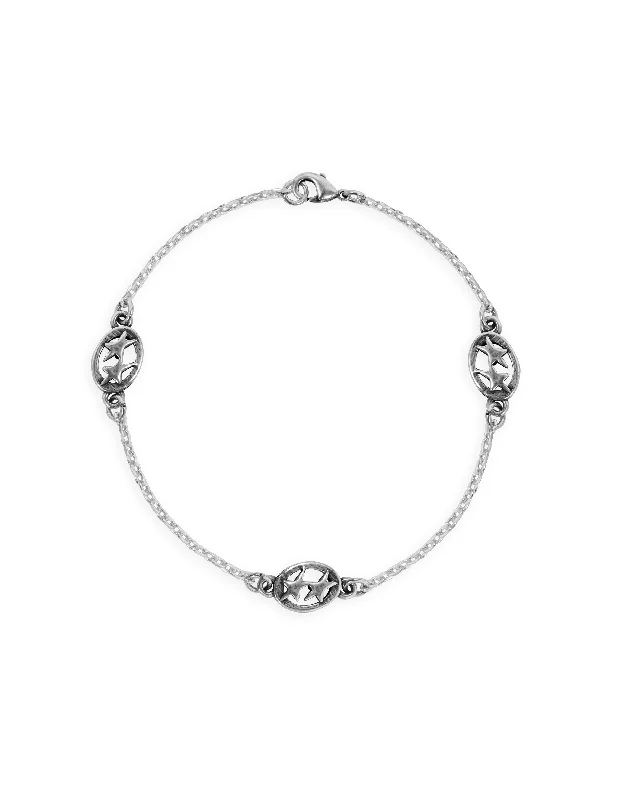 Women’s engraved silver bangles-Mini Superstar Bracelet