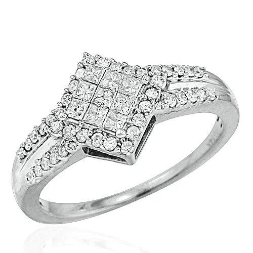 Women’s large statement rings-14KW 0.50CTW FANCY LADIES RING