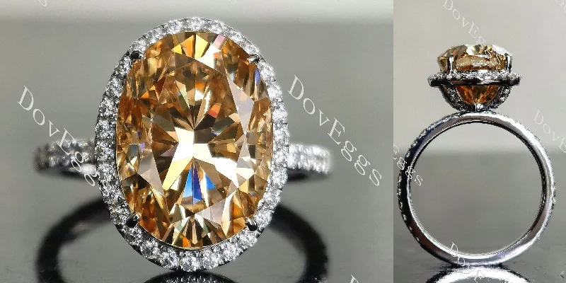 Women’s engagement rings with unique settings-Doveggs oval halo pave colored moissanite engagement ring