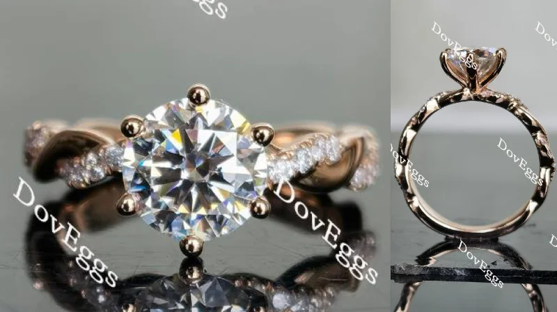 Women’s stackable engagement rings-KD’s histone round curved band moissanite engagement ring