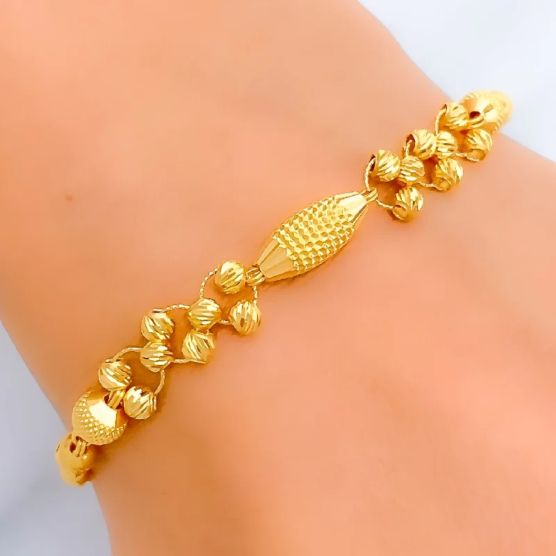 Women’s silver bracelets-Decorative Bespoke Golden 22k Gold Bracelet