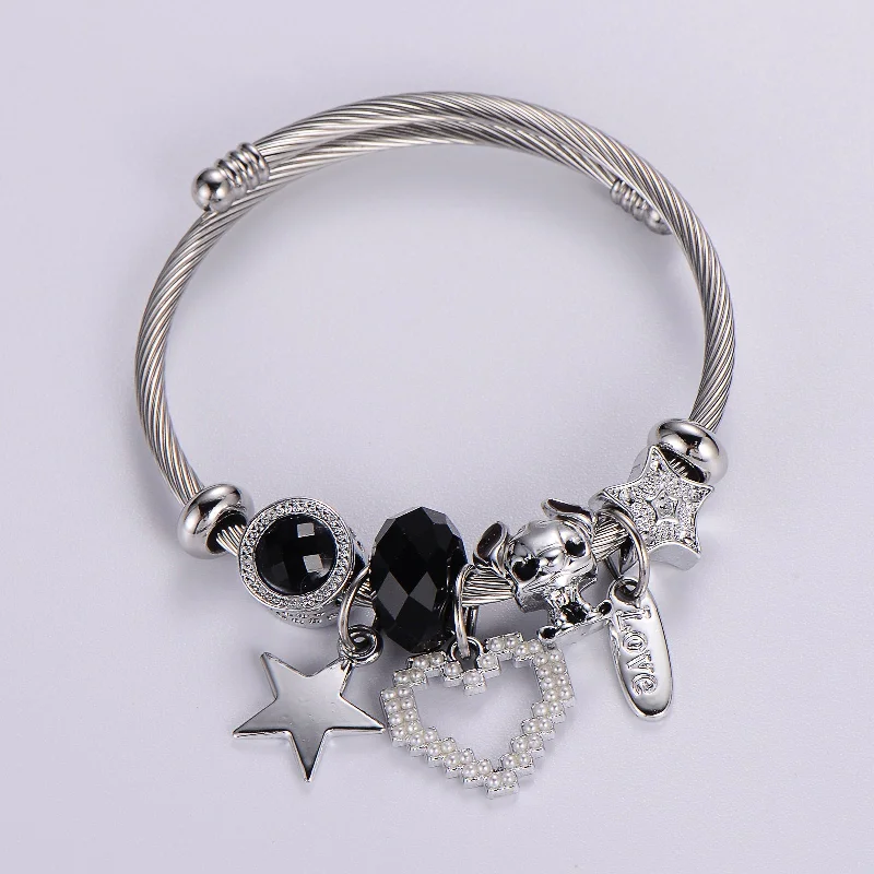 Women’s braided bracelets-Classic Style Swan Flamingo Unicorn Stainless Steel Alloy Beaded Epoxy Inlay Rhinestones Bracelets