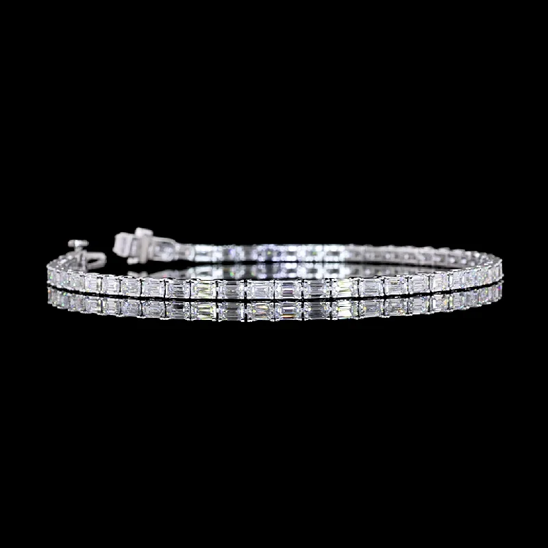 Women’s infinity bracelets-14k White Gold Lab Diamond Emerald 5.08 CTTW Tennis Bracelet 7.50" E VS1