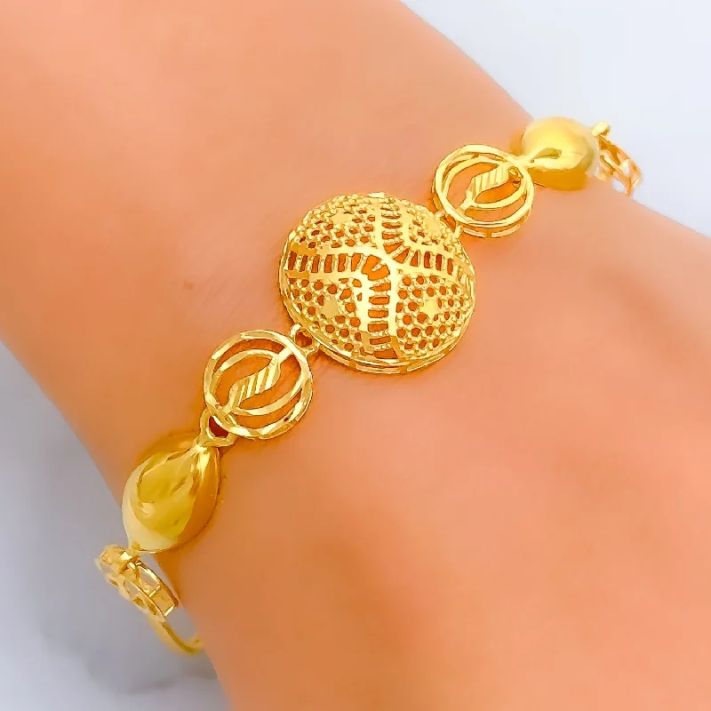 Women’s cuff bracelets with diamonds-Impeccable Netted 21k Gold Striped Bracelet