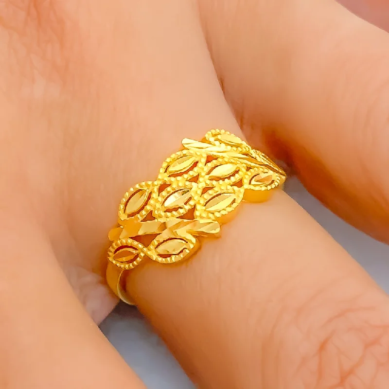 Women’s art nouveau rings-Sparkling Ethereal 22k Gold Ring