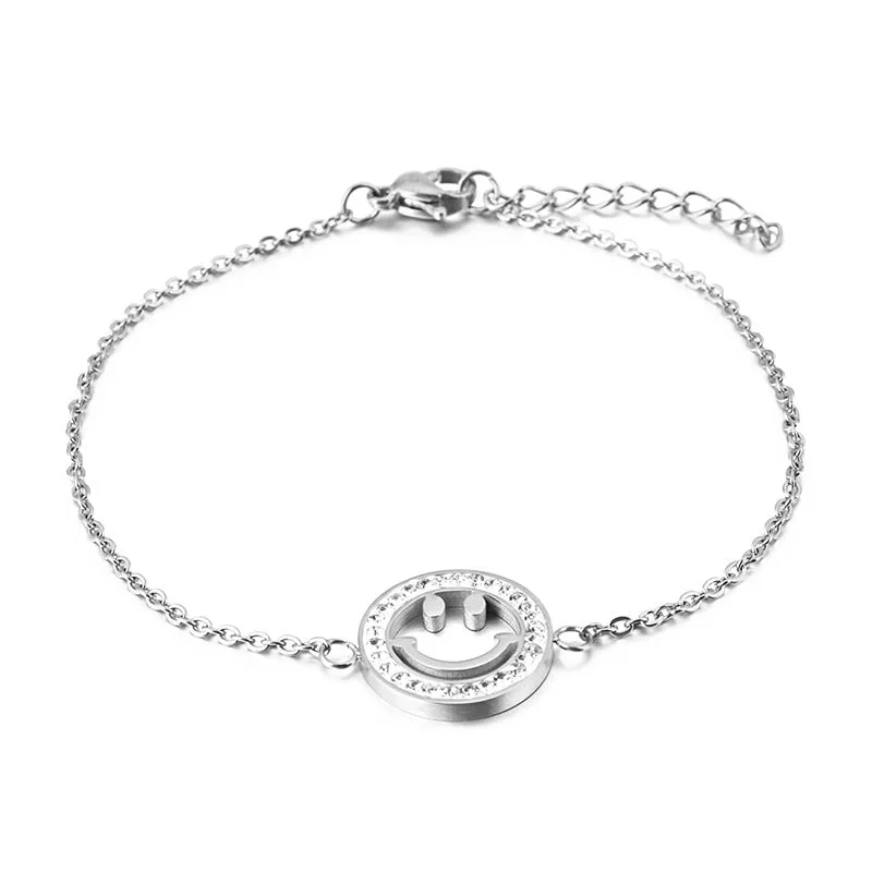 Women’s gold bangles-Simple Style Smiley Face Titanium Steel Plating Bracelets