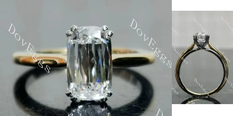 Women’s floral engagement rings-Doveggs cushion solitaire moissanite engagement ring