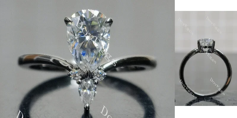 Women’s gemstone engagement rings-Doveggs pear art deco moissanite engagement ring