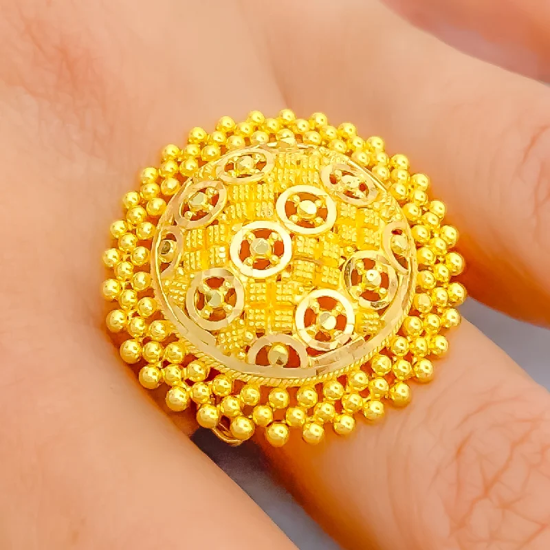 Women’s handmade rings-Dazzling Textured 22k Gold Semi-Statement Ring