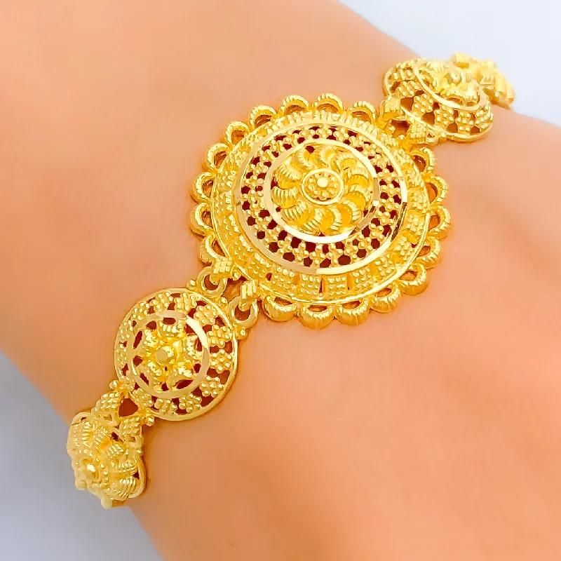 Women’s engraved bangles-Rich Vibrant 22k Gold Bracelet