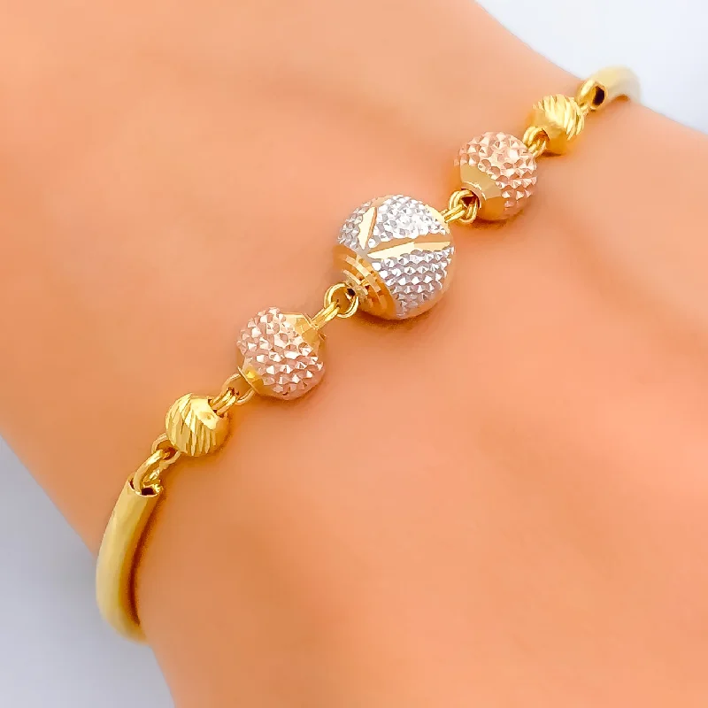 Women’s fashion bangles-Impeccable Evergreen 22k Gold Orb Flexi Bangle Bracelet