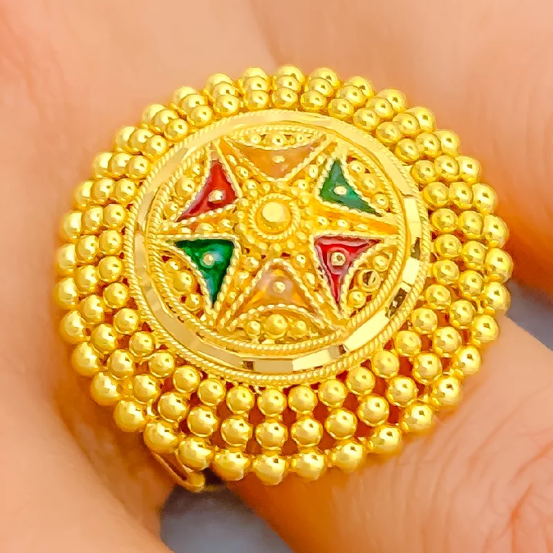 Fashion rings for women-Jazzy Star 22k Gold Semi-Statement Ring