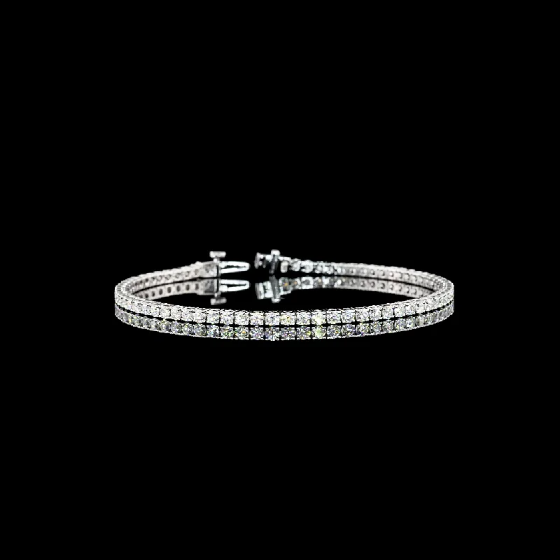 Women’s handmade bangles-14k White Gold Lab Diamond Round Approx. 3.00 CTTW Tennis Bracelet 7" E VS1