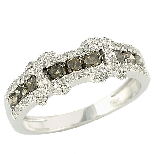 Women’s diamond halo rings-14KW 1.00CTW CD+WD FANCY RING