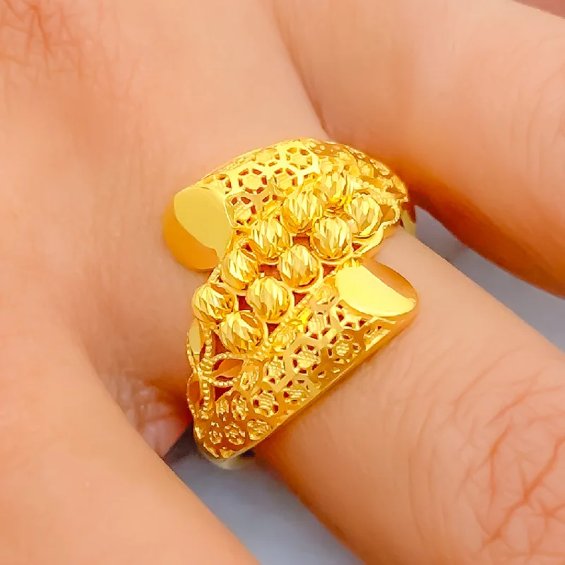 Women’s round cut rings-Impressive Overlapping 22k Gold Upscale Ring