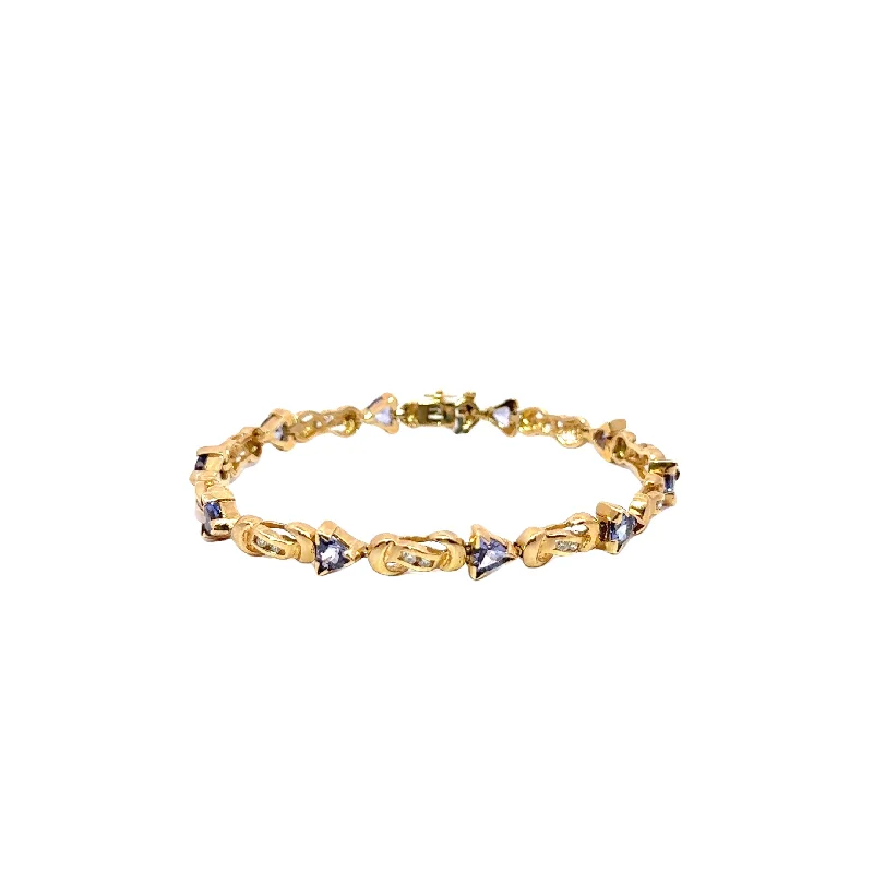 Women’s gold charm bracelets-Pre-Owned Tanzanite and Diamond Bracelet