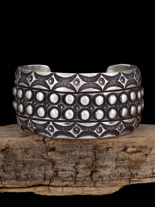 Women’s bangles with charms-Estate Native American Jewelry Stamped Sterling Silver Bracelet