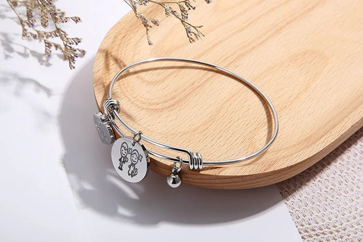 Women’s handmade leather bracelets-Fashion Simple Stainless Steel Heart Letter Retractable Bracelet