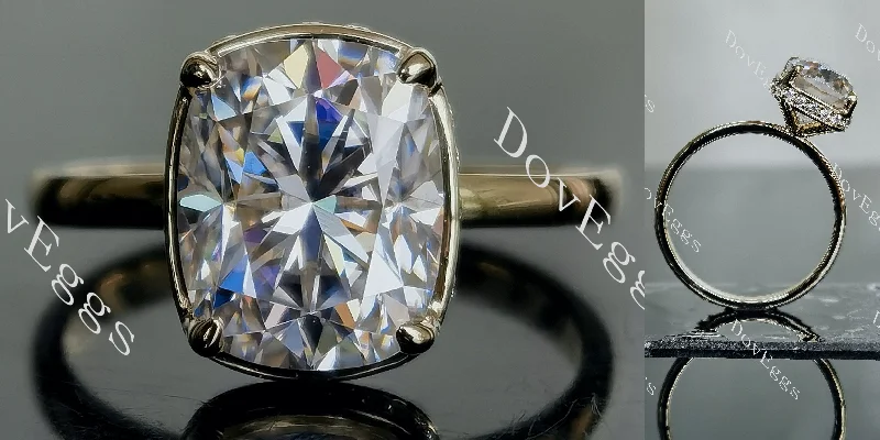 Women’s sapphire engagement rings-Naomi cushion art deco moissanite engagement ring