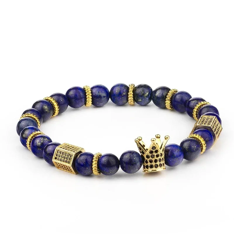 Women’s elegant bangle bracelets-Lapis Lazuli Crown Bracelet