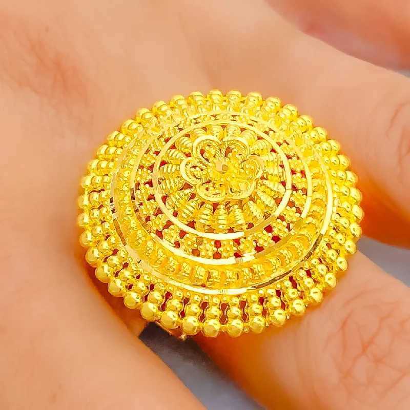 Affordable rings for women-Gorgeous Sparkling  22k Gold Statement Ring