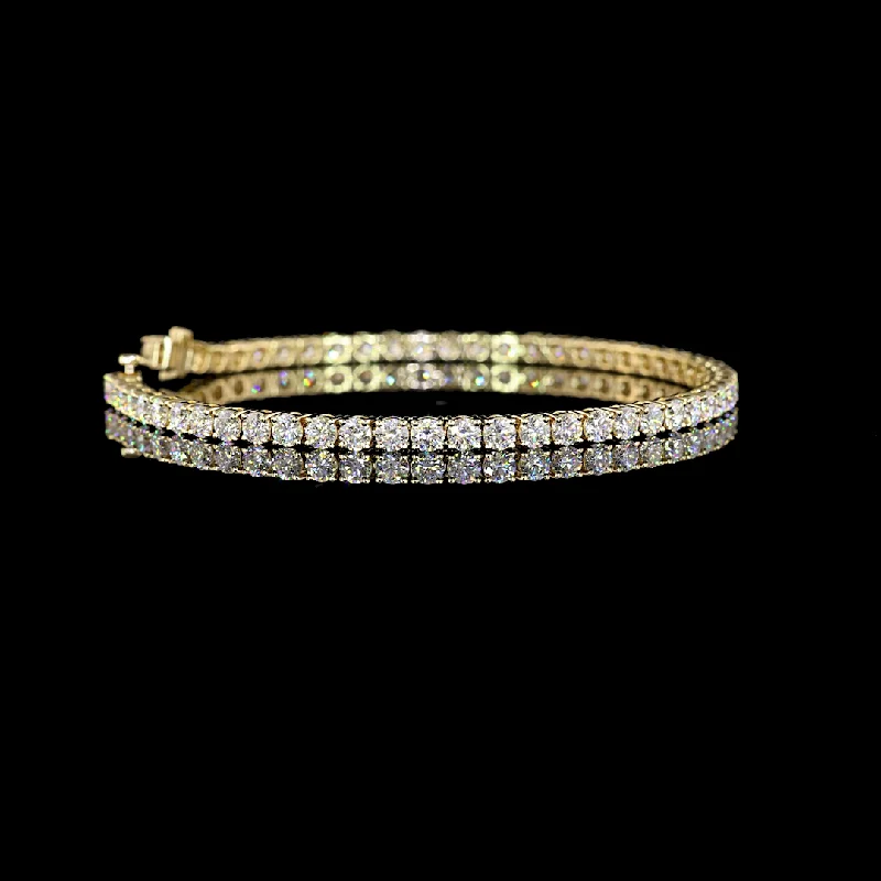 Women’s statement bracelets-14k Yellow Gold Lab Diamond Round 5.92 CTTW Tennis Bracelet 7" E VS