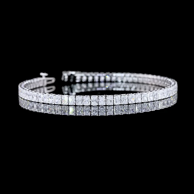 Women’s thin bangles-14k White Gold Lab Diamond Radiant 7.87 CTTW Tennis Bracelet 7" E VS