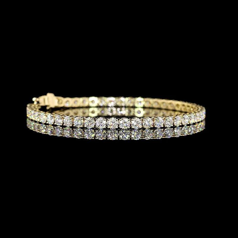 Women’s cuff bangles-14k Yellow Gold Lab Diamond Round 7.84 CTTW Tennis Bracelet 7" E VS