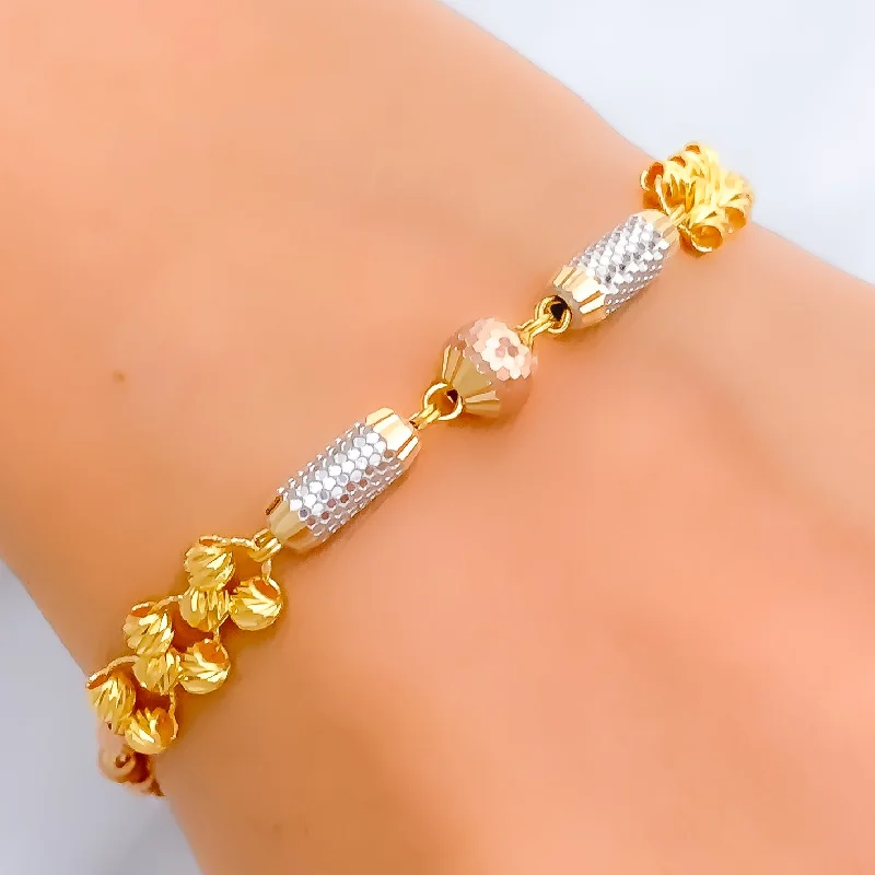 Women’s personalized bracelets-Dazzling Oval Barrel 22k Gold Orb Bracelet