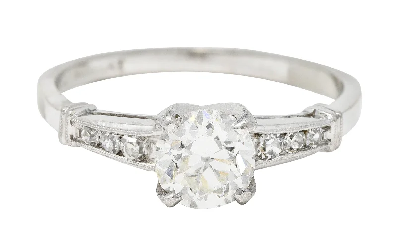 Women’s engagement rings with diamonds-1950's Mid-Century 1.05 CTW Diamond Platinum Engagement Ring