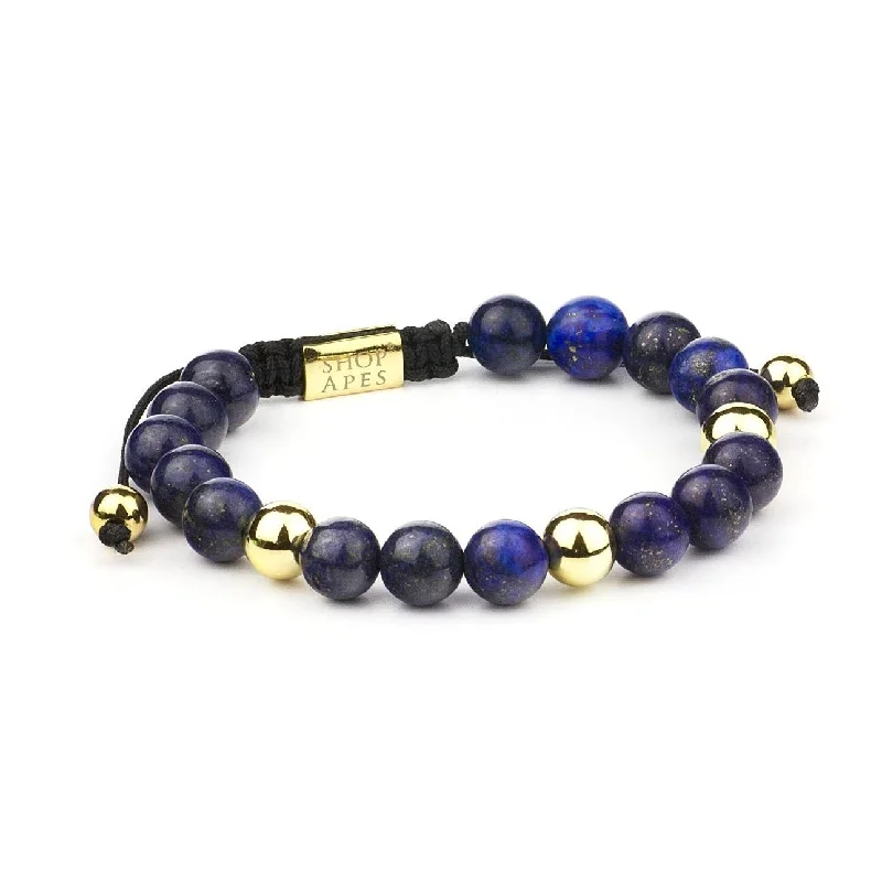 Women’s luxury diamond bangles-Golden Blue Lapis Bracelet