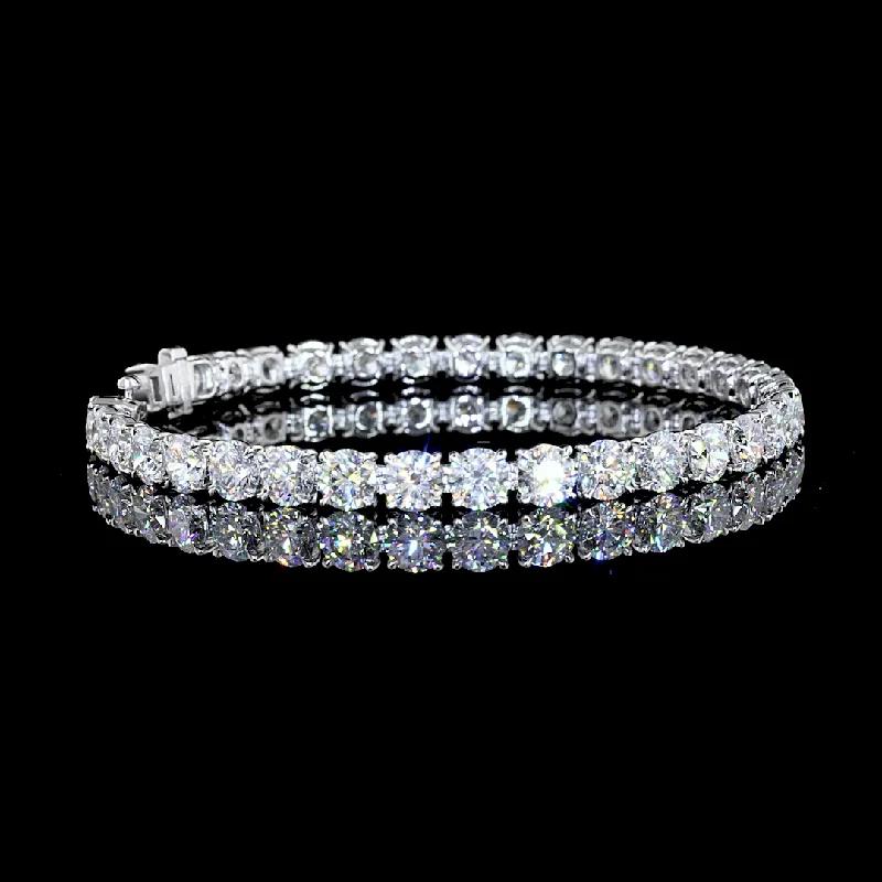 Women’s gemstone-studded bangles-14k White Gold Lab Diamond Round Approx. 18.61 CTTW Tennis Bracelet 6.50" E VS