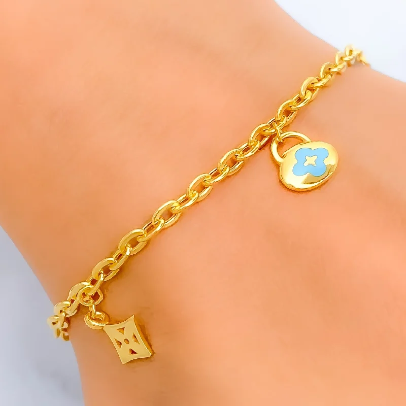 Women’s fashion bangles for parties-Lovely Dressy 21k Charm Bracelet