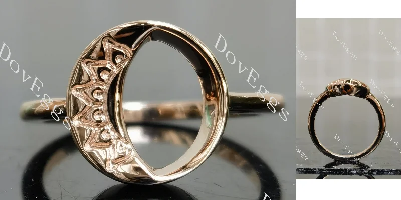 Women’s unique-shaped engagement rings-Doveggs moon hollow out engagement ring