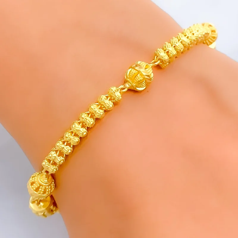 Women’s birthstone bracelets-Refined Glamorous 22k Gold Beaded Bracelet