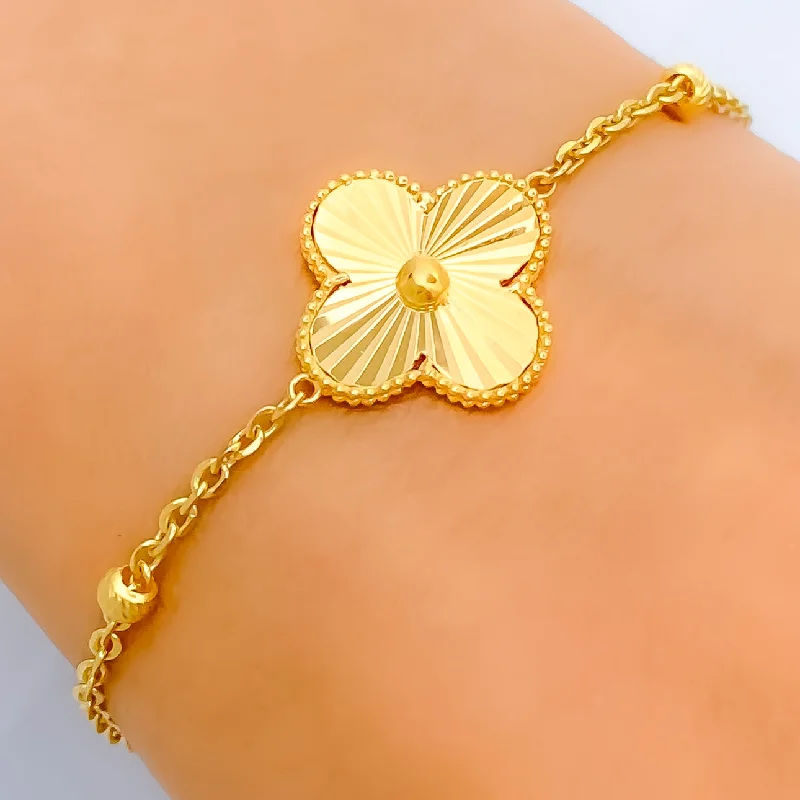 Women’s fancy bangles-Charming Engraved 21k Gold Bracelet