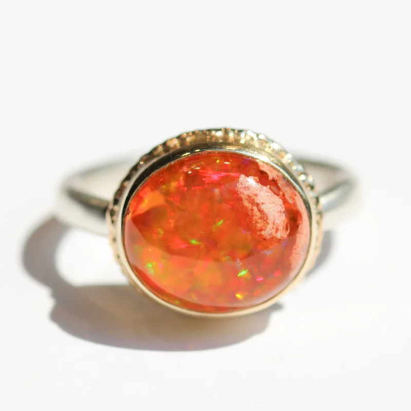 Women’s diamond rings-Mexican Fire Opal Ring