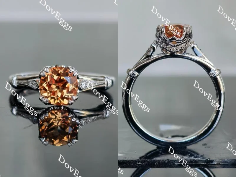 Women’s modern halo engagement rings-Doveggs round vintage colored gem engagement ring