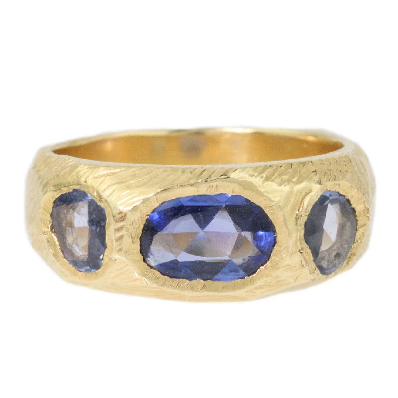 Women’s stackable wedding rings-Triple Blue Sapphire Ring