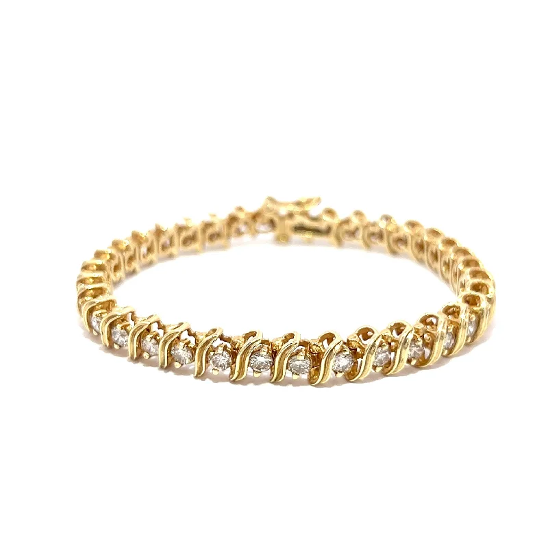 Women’s toggle bracelets-Pre-Owned Diamond S Link Bracelet