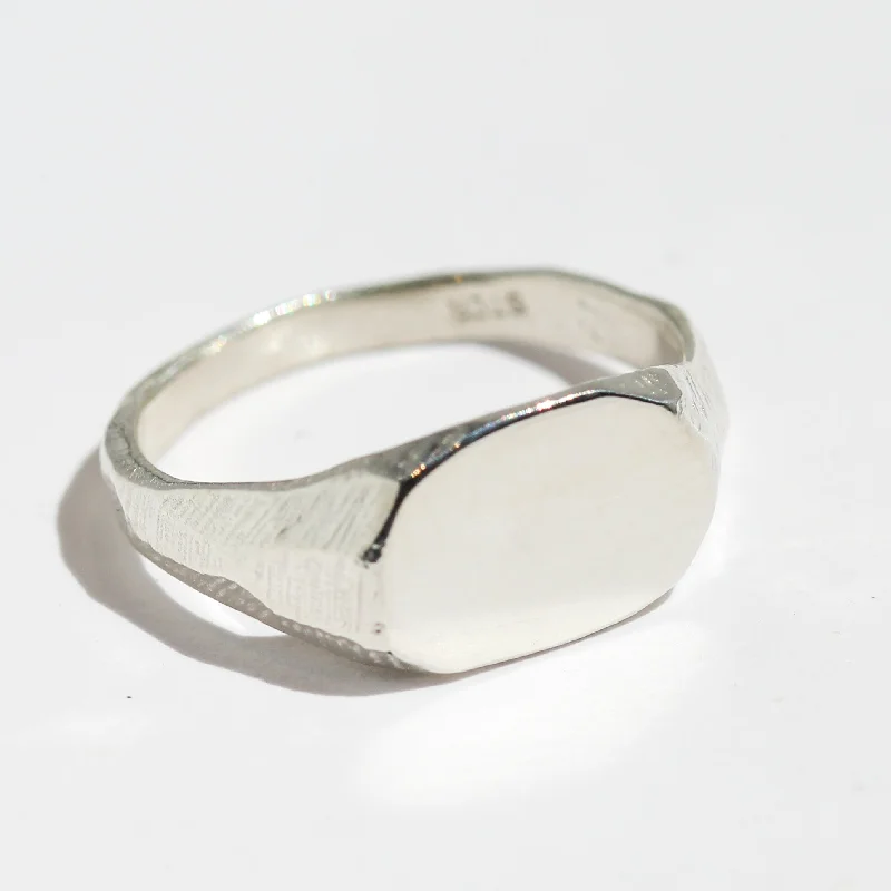 Women’s silver gemstone rings-Petite Silver Signet Ring