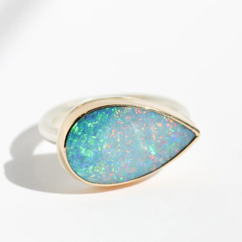 Women’s modern engagement rings-Australian Opal Ring