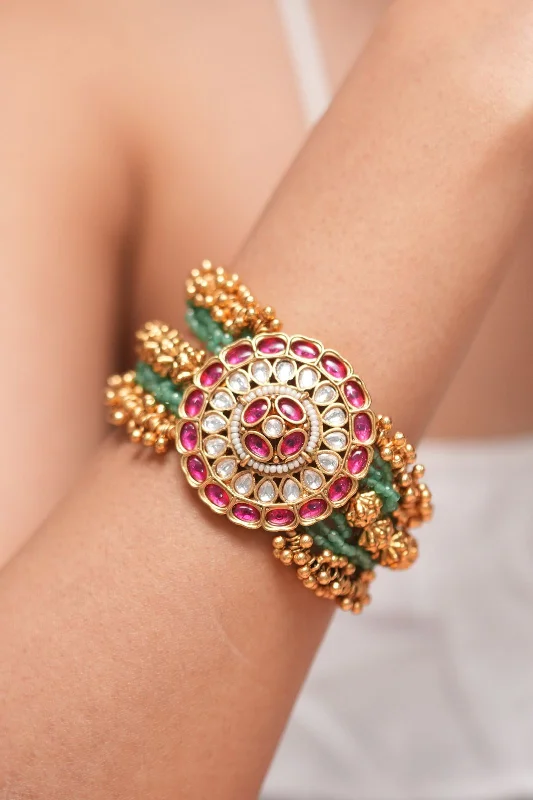 Women’s diamond bracelets-Kunti Polki Traditional Pochi  Bracelet | Sone Pe Suhaga