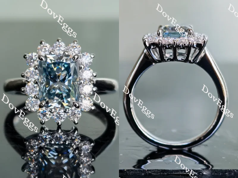 Women’s engraved engagement rings-Doveggs radiant smokey spark grey moissanite engagement ring