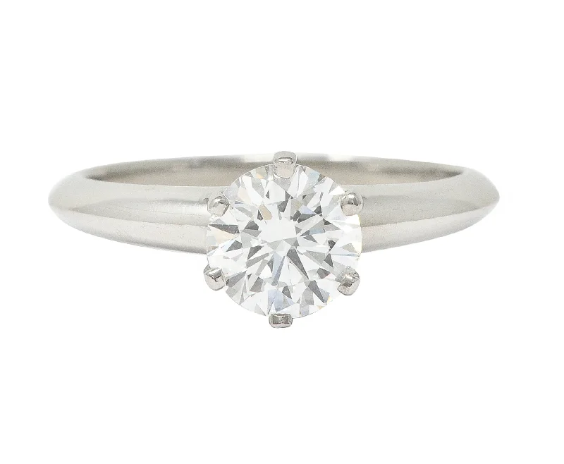 Women’s engagement rings with intricate filigree-Tiffany & Co. Contemporary  0.90 CTW Diamond Platinum Engagement Ring GIA