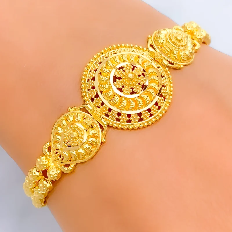 Women’s gemstone cuff bracelets-Charming Elevated 22k Gold Bracelet