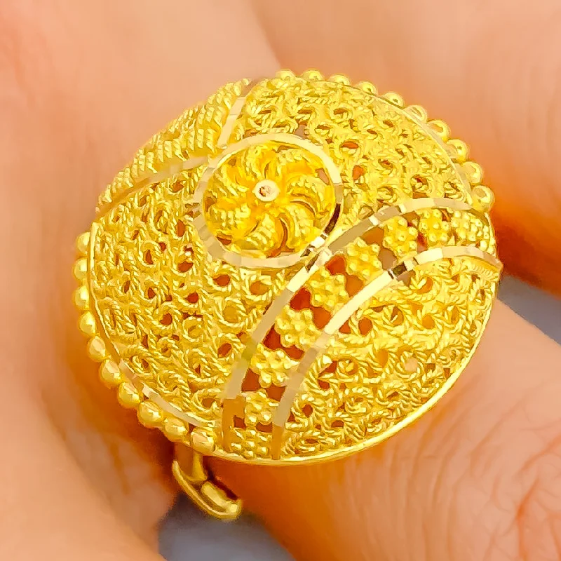 Vintage rings for women-Striking Fashionable 22k Gold Semi-Statement Ring