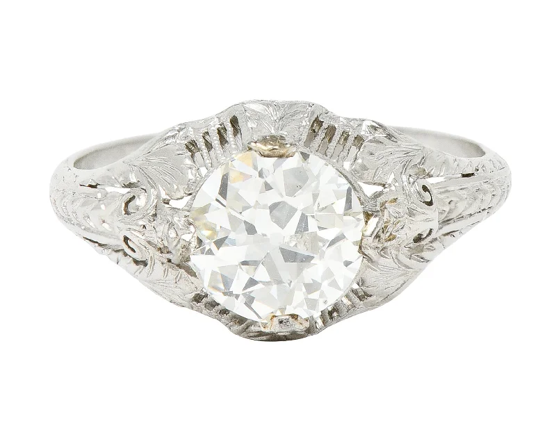 Women’s eco-friendly engagement rings-Late Edwardian 1.25 CTW Old European Cut Diamond Platinum Engagement Ring GIA