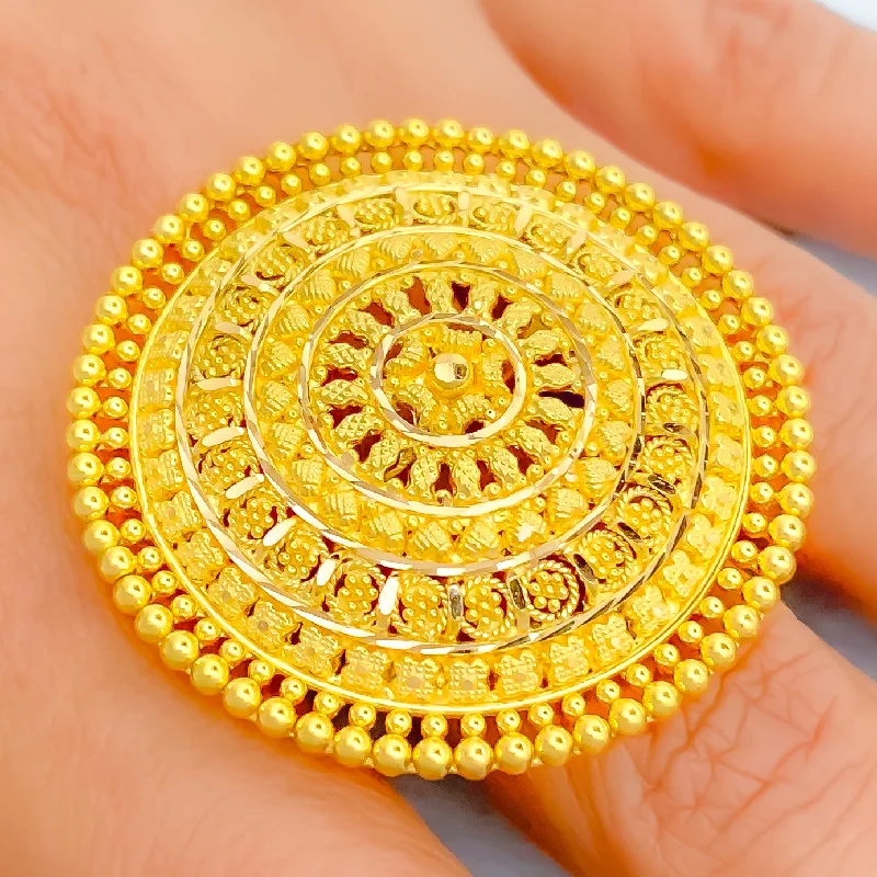 Women’s birthstone rings-Distinct Impressive 22k Gold Statement Ring