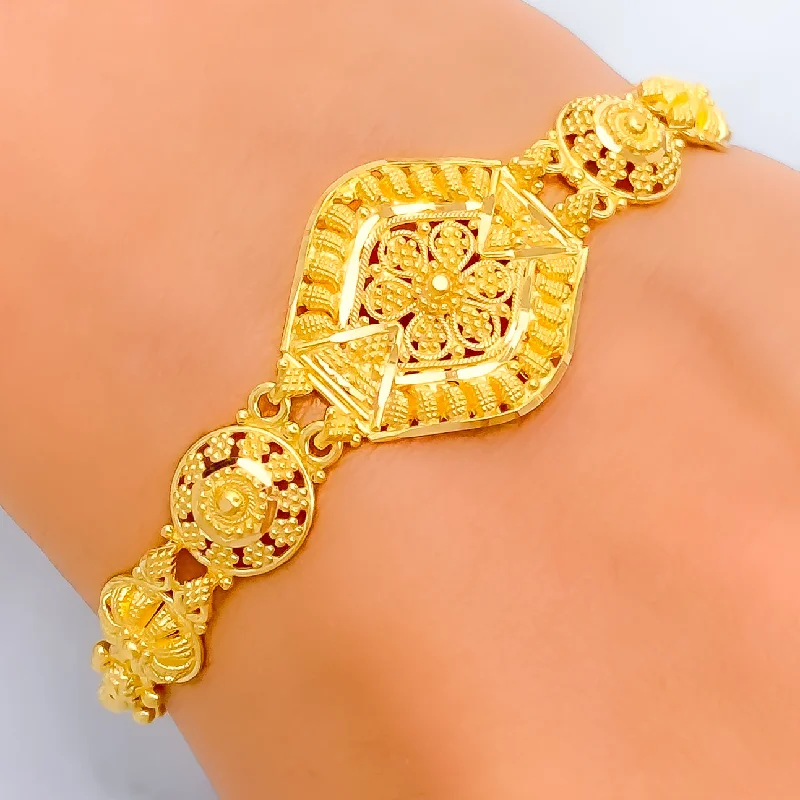 Women’s friendship bracelets-Charming Bold 22k Gold Bracelet